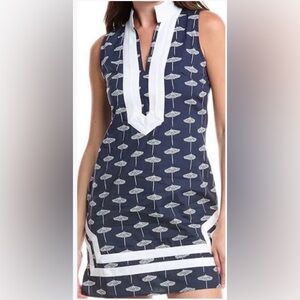 Sail to Sable Navy and White Umbrella Print Women's Shift Dress